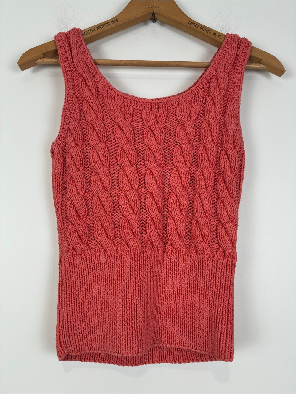 Dana Buchman Knit Sleeveless Top Tank Coral Chunky Women’s Small 100% Cotton